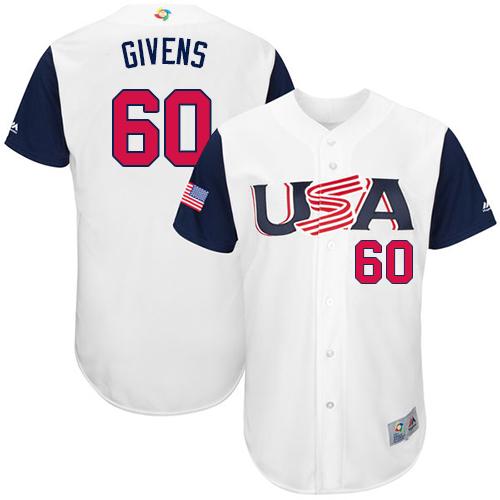 Team USA #60 Mychal Givens White 2017 World MLB Classic Authentic Stitched Youth MLB Jersey